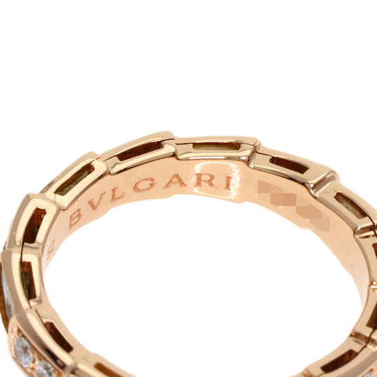 BVLGARI Ring 18K Pink Gold gold Serpenti Viper Diamond Shell #52 Women Used Authentic