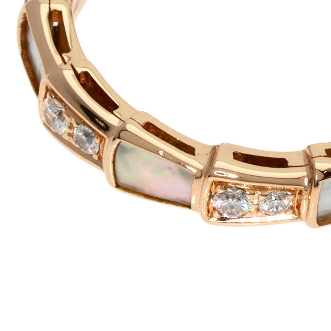 BVLGARI Ring 18K Pink Gold gold Serpenti Viper Diamond Shell #52 Women Used Authentic