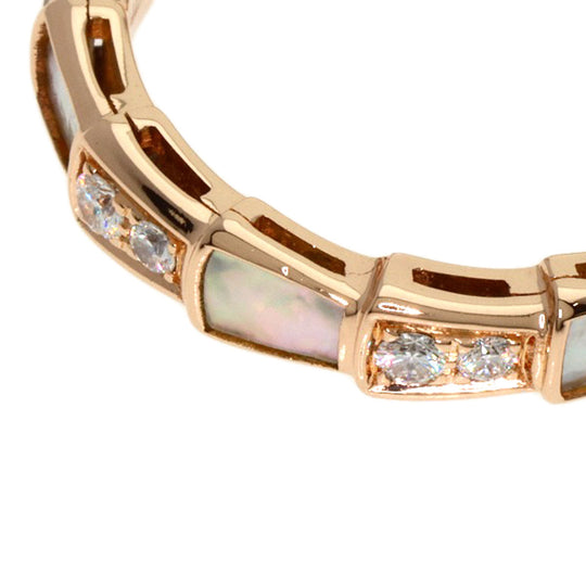 BVLGARI Ring 18K Pink Gold gold Serpenti Viper Diamond Shell #52 Women Used Authentic