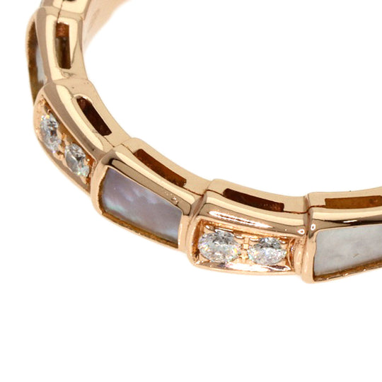 BVLGARI Ring 18K Pink Gold gold Serpenti Viper Diamond Shell #52 Women Used Authentic