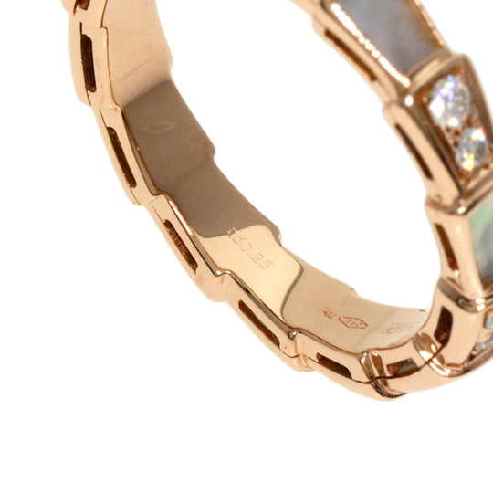 BVLGARI Ring 18K Pink Gold gold Serpenti Viper Diamond Shell #52 Women Used Authentic