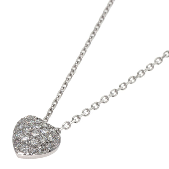 CARTIER Necklace K18WG Silver Heart pave diamond Women Used Authentic