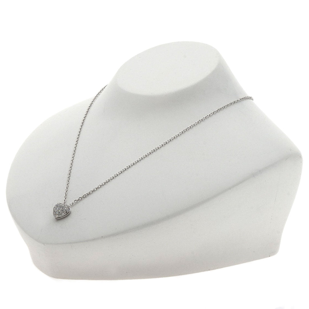 CARTIER Necklace K18WG Silver Heart pave diamond Women Used Authentic