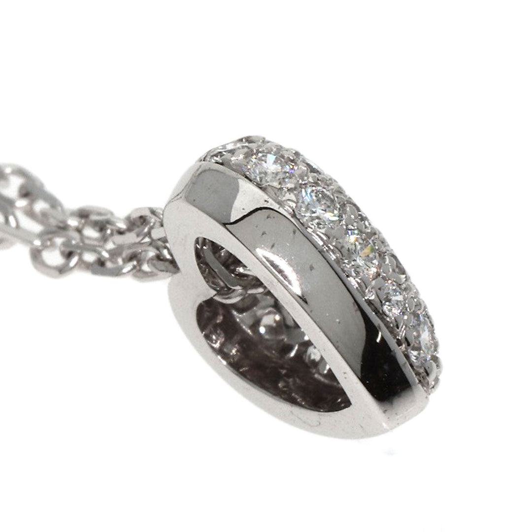 CARTIER Necklace K18WG Silver Heart pave diamond Women Used Authentic
