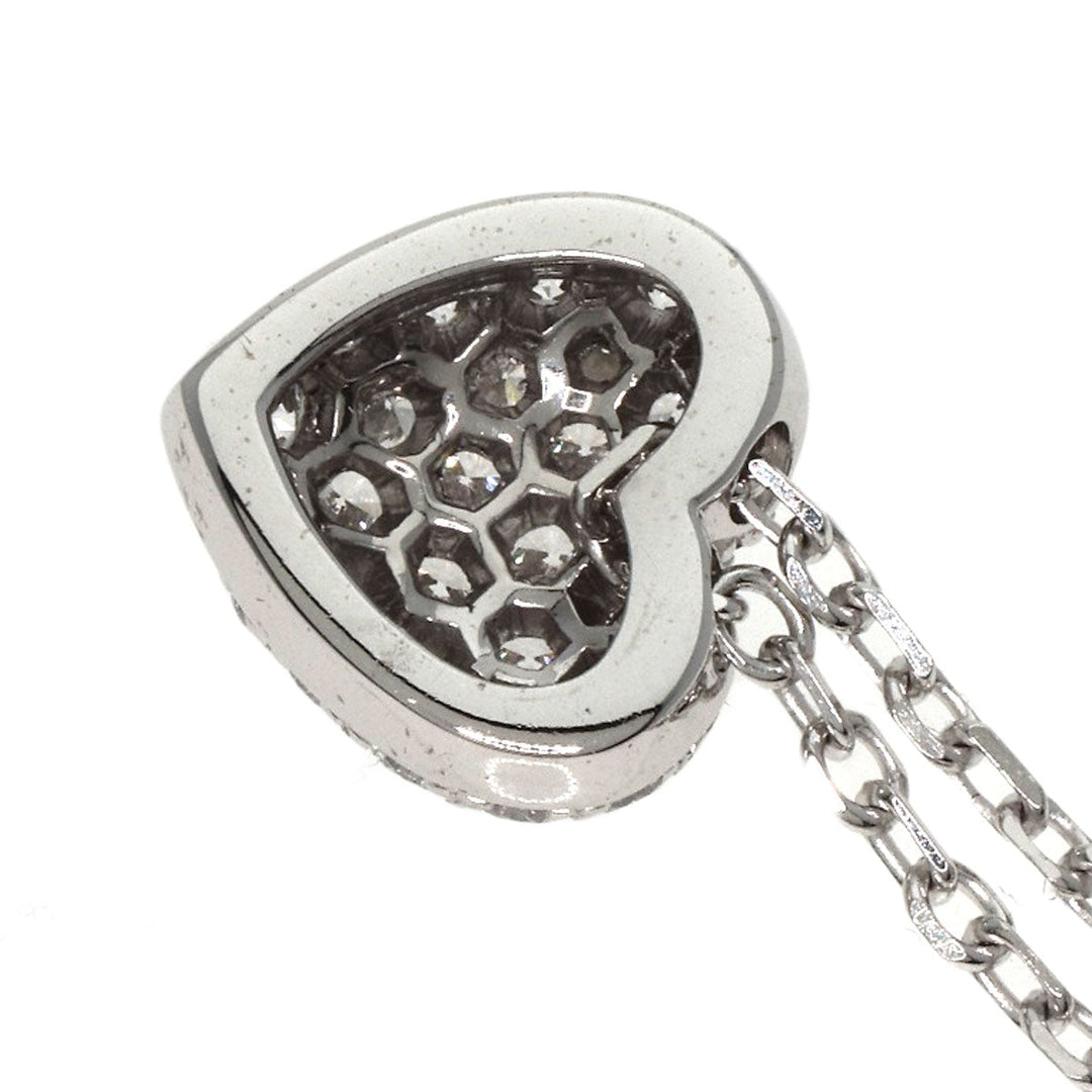CARTIER Necklace K18WG Silver Heart pave diamond Women Used Authentic