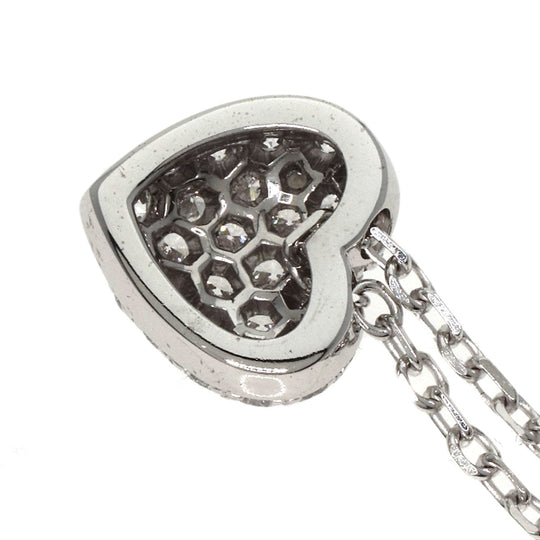 CARTIER Necklace K18WG Silver Heart pave diamond Women Used Authentic