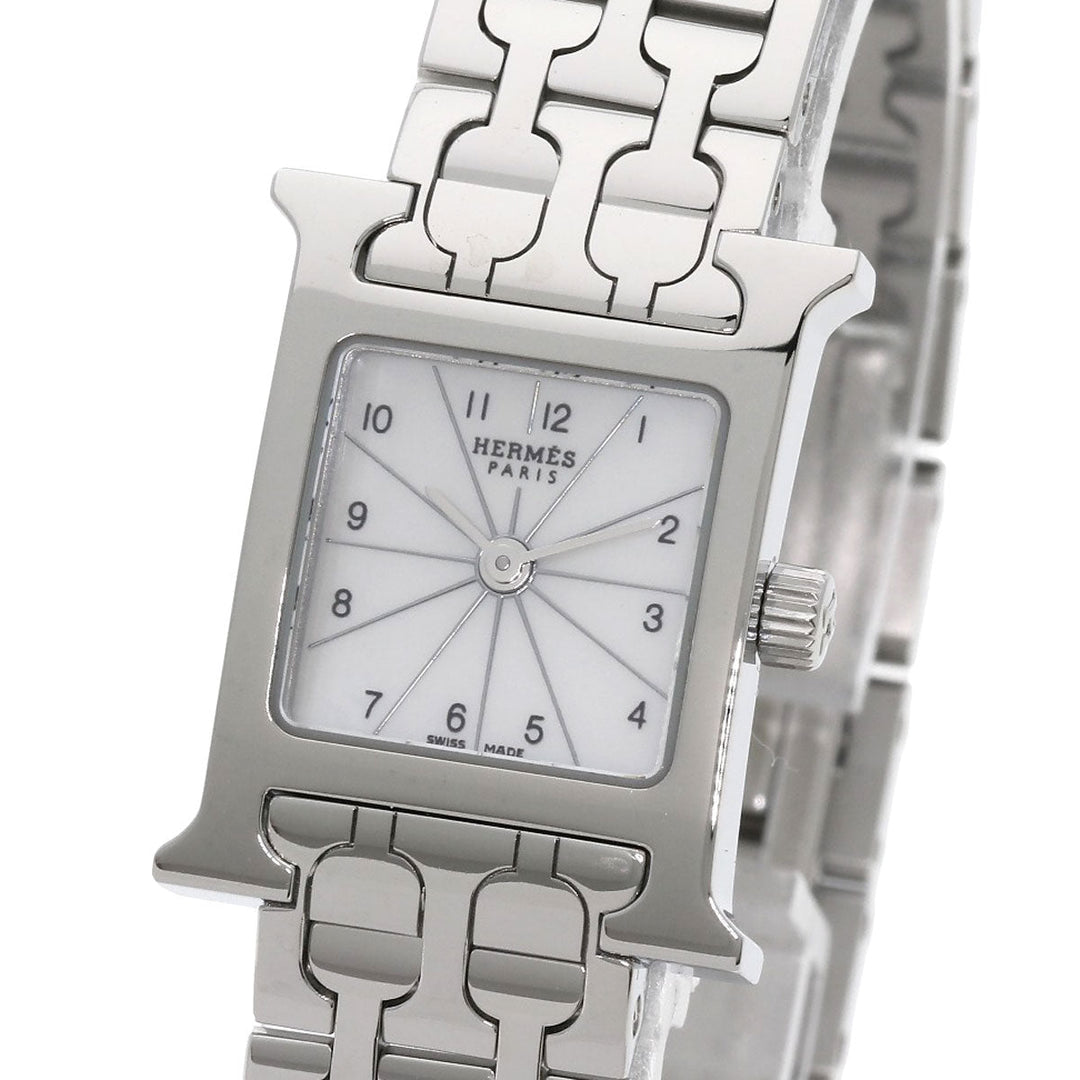 HERMES Watches Quartz HH1.110 Stainless Steel Silver H watch mini White shell dial