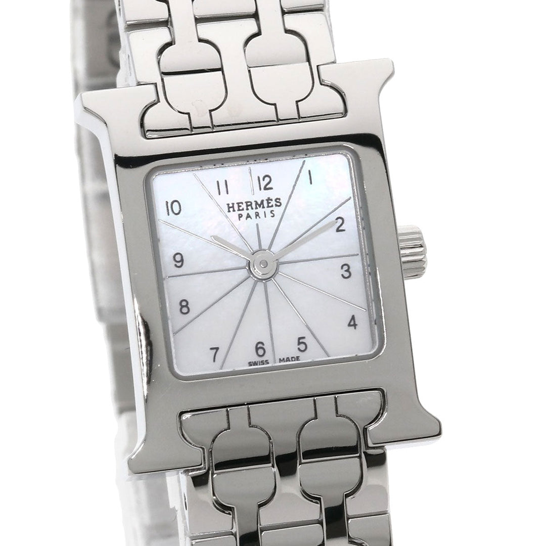 HERMES Watches Quartz HH1.110 Stainless Steel Silver H watch mini White shell dial