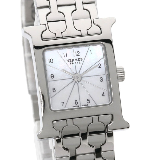 HERMES Watches Quartz HH1.110 Stainless Steel Silver H watch mini White shell dial