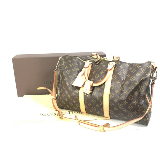 LOUIS VUITTON Boston Duffel bag ‚l41418 Monogram canvas Brown Travel Bag Shoulder Bag Handbag Keepall bandouliere45 Women Used Authentic