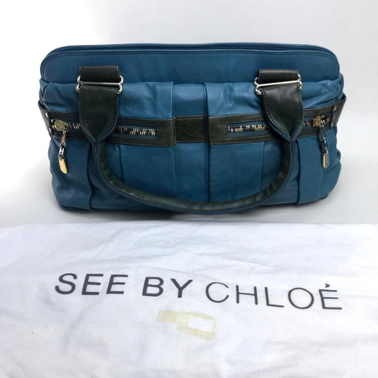 SEE BY CHLOE Handbag Leather, Patent Leather blue Day tripper Women Used Authentic
