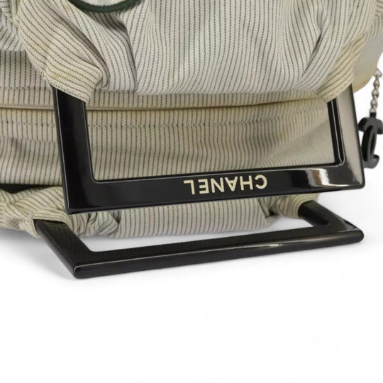 Chanel Handbag Canvas Green Silver CC Logo Bag