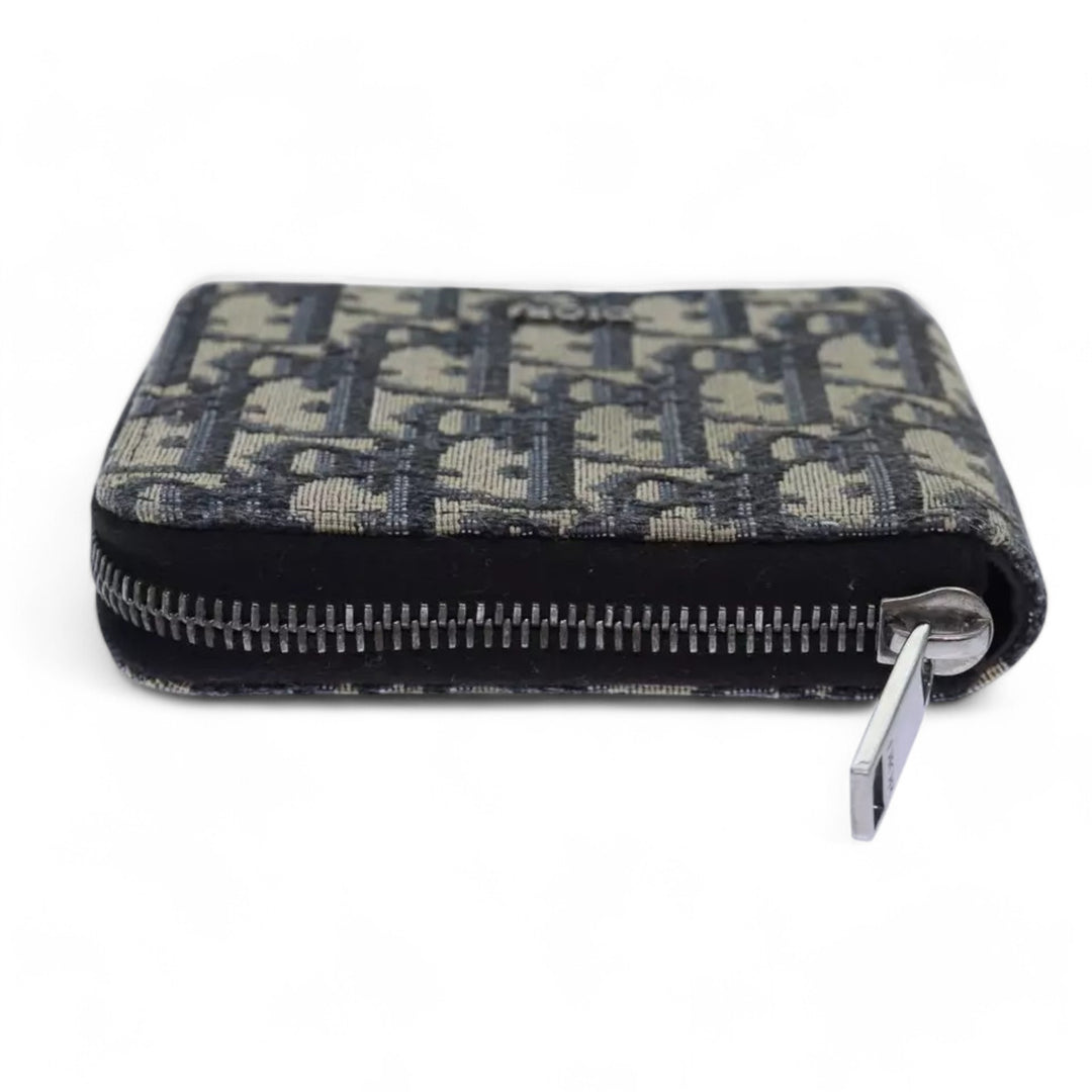 Christian Dior Trotter Canvas Zip Wallet Navy Silver Men's Vintage Wallet