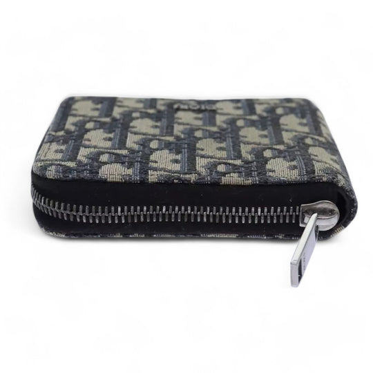 Christian Dior Trotter Canvas Zip Wallet Navy Silver Men's Vintage Wallet