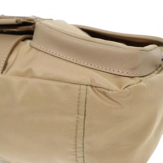 Prada Shoulder Nylon Bag Beige Silver Women