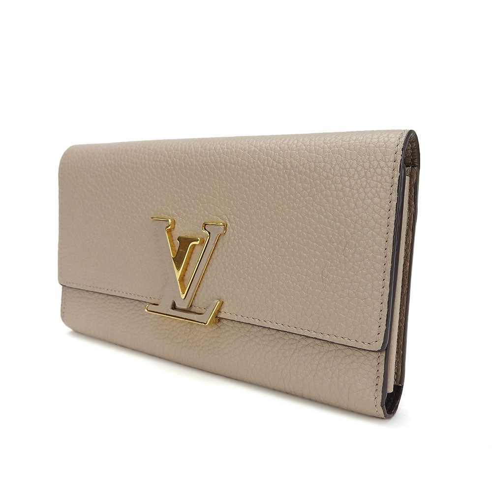 LOUIS VUITTON Long Wallet Purse M61249 leather beige Portefeuille Capsine Women Used Authentic