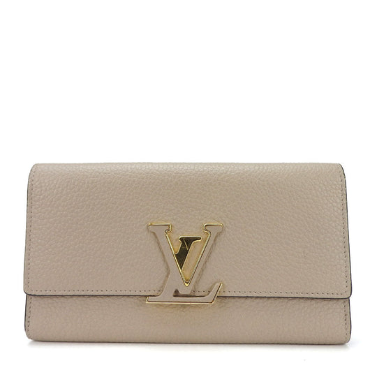 LOUIS VUITTON Long Wallet Purse M61249 leather beige Portefeuille Capsine Women Used Authentic