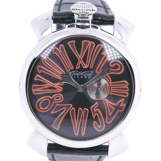 Gaga Milano Watches Quartz 5084 Stainless Steel , Leather black Manuale 46 black dial unisex(Unisex) Used Authentic