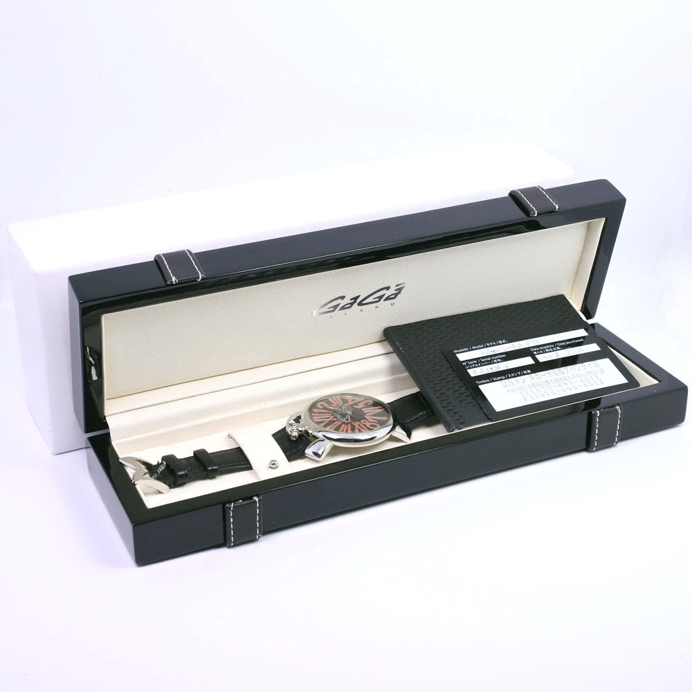 Gaga Milano Watches Quartz 5084 Stainless Steel , Leather black Manuale 46 black dial unisex(Unisex) Used Authentic