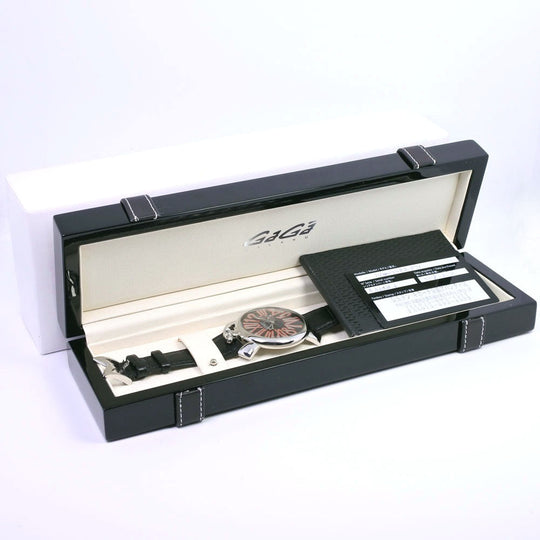 Gaga Milano Watches Quartz 5084 Stainless Steel , Leather black Manuale 46 black dial unisex(Unisex) Used Authentic
