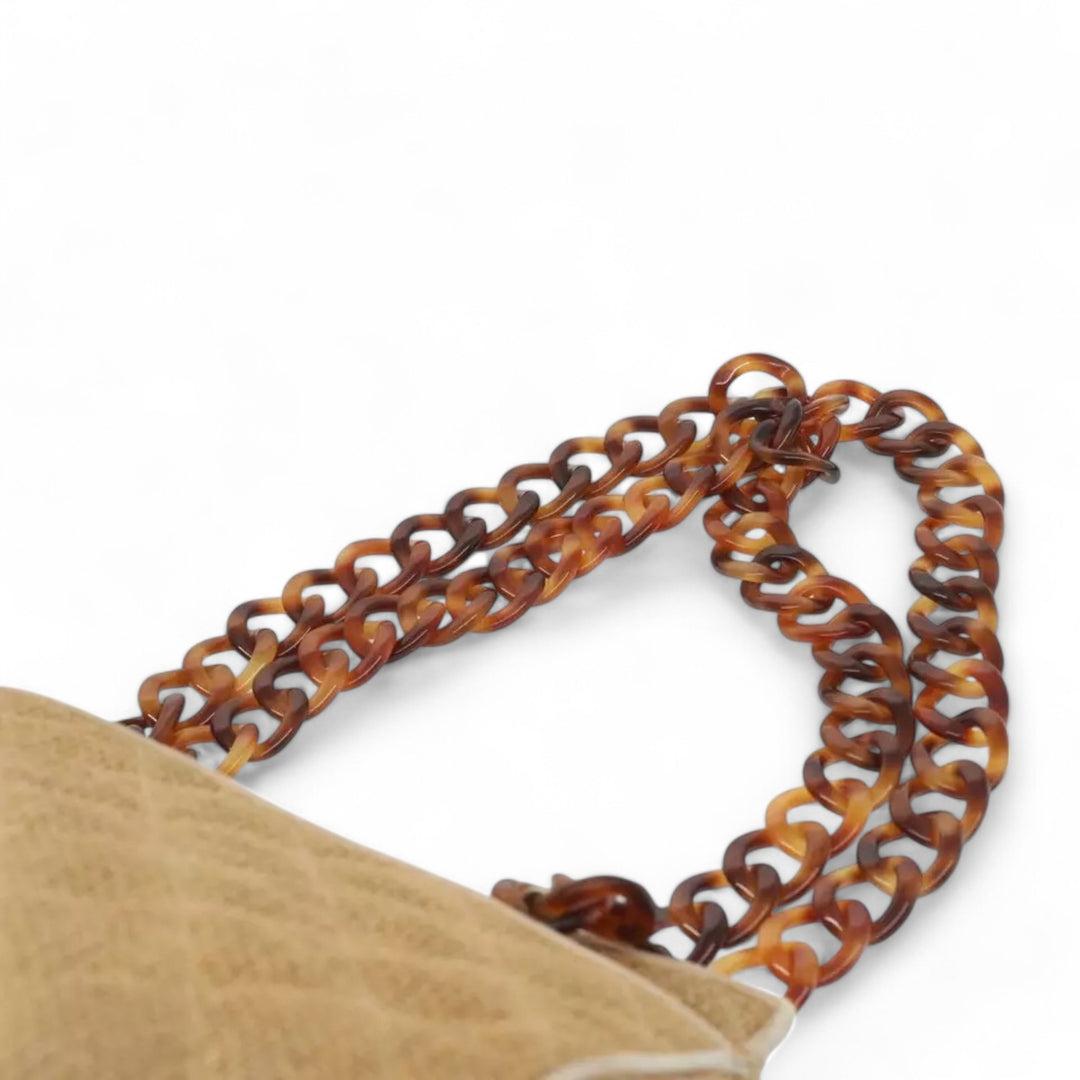 Chanel Matelasse Tote Bag Straw Brown CC Auth Quilted Chain Strap