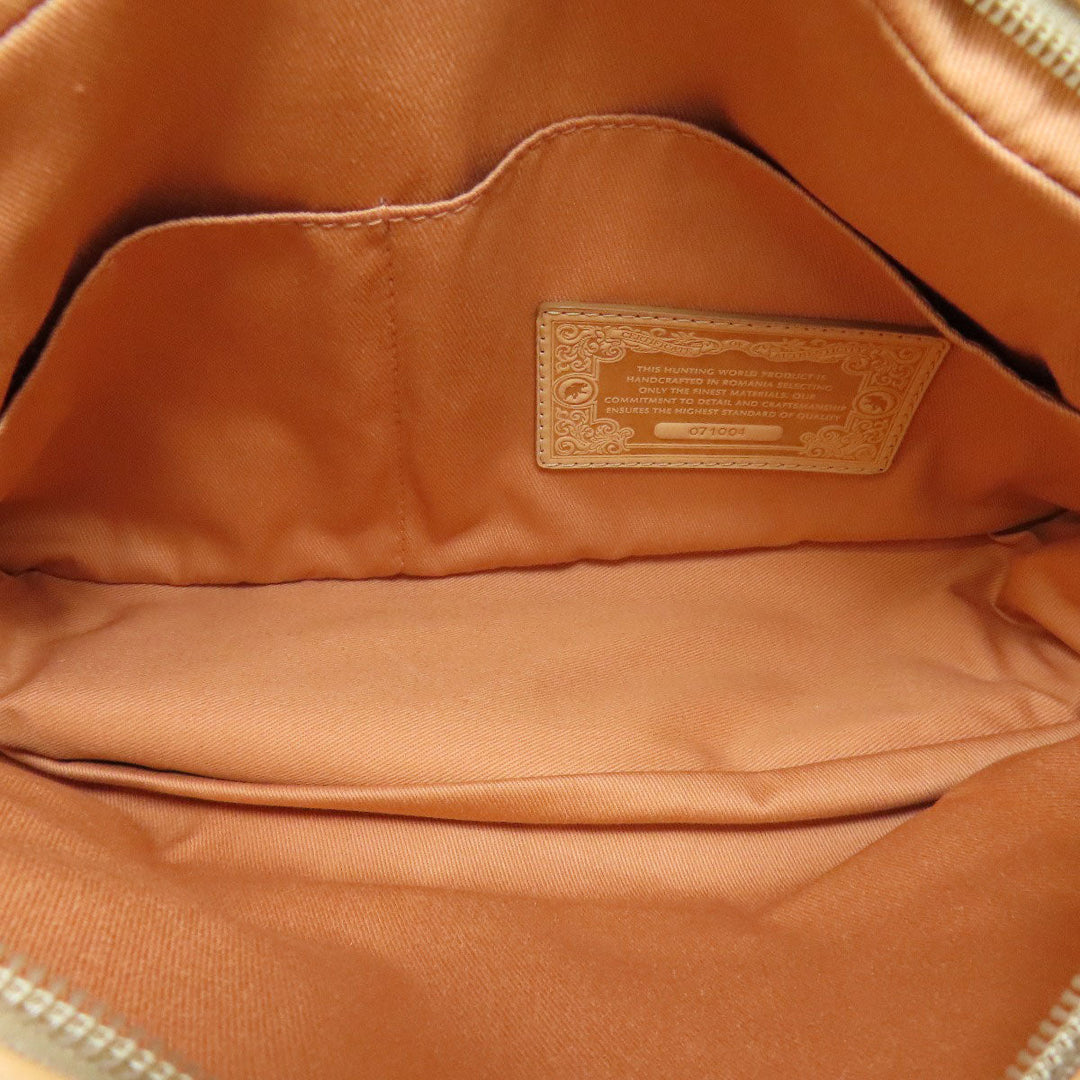HUNTING WORLD Tote Bag canvas Brown Elephant motif Women Used Authentic