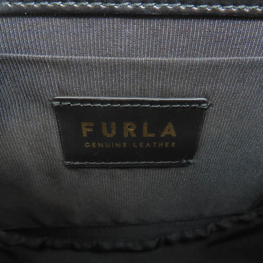 Furla Handbag leather black Metropolis 2WAY Women Used Authentic