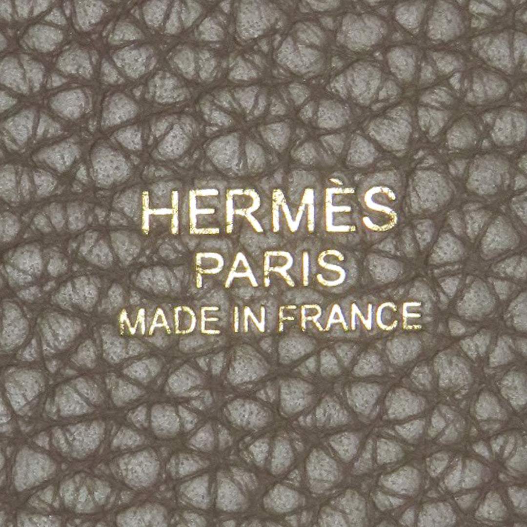 HERMES Handbag Taurillon Clemence Brown Picotin Lock PM Etoupe Gold Metal