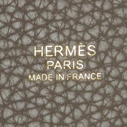 HERMES Handbag Taurillon Clemence Brown Picotin Lock PM Etoupe Gold Metal