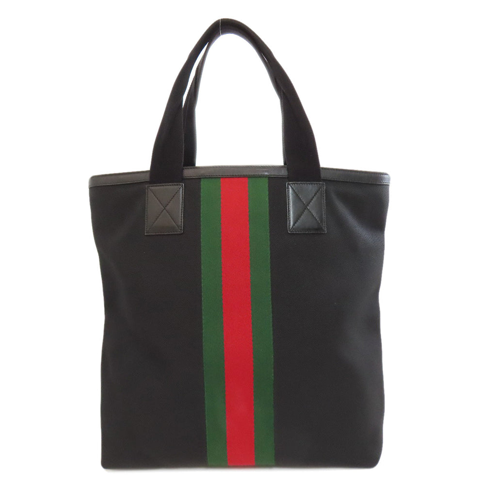 GUCCI Tote Bag 387107 canvas black Sherry line Women Used Authentic