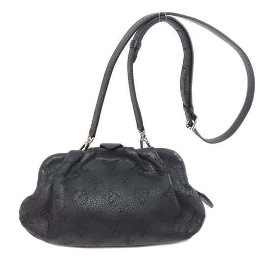 LOUIS VUITTON Shoulder Bag M80093 Mahina leather black Scala mini Women Used Authentic