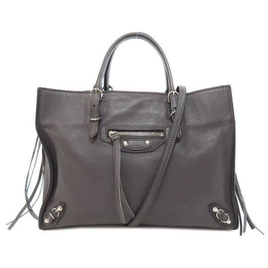 BALENCIAGA Handbag 370926 Calfskin gray Paper 2WAY Women Used Authentic