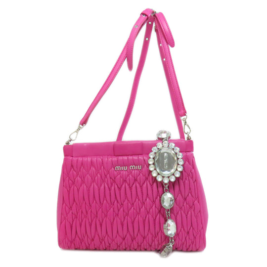 MIUMIU Shoulder Bag Calfskin pink Materasse 2WAY Women Used Authentic