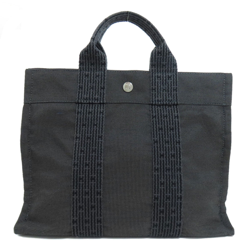 HERMES Tote Bag canvas black Her Line Tote PM Women Used Authentic