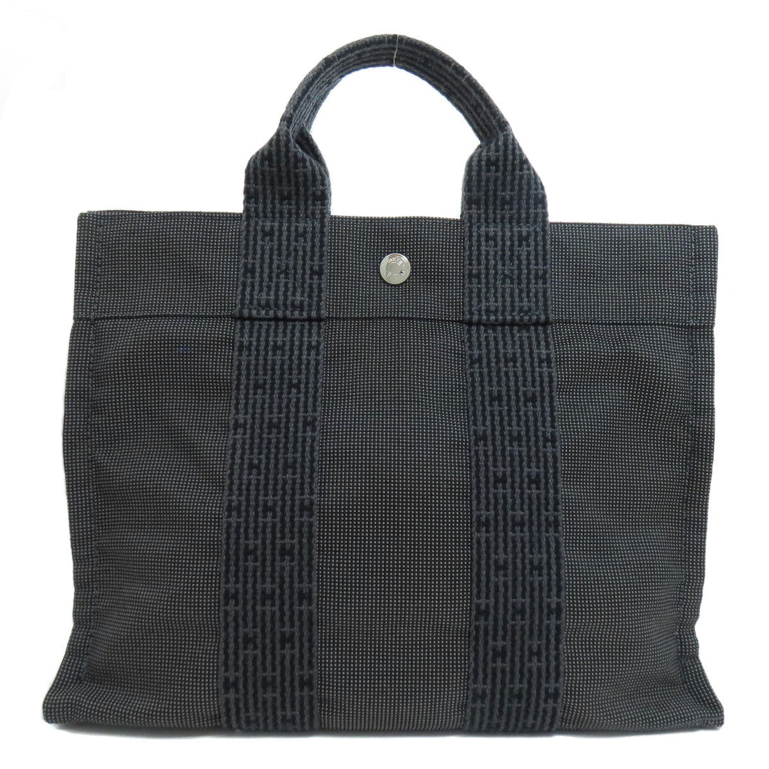HERMES Tote Bag canvas black Her Line Tote PM Women Used Authentic