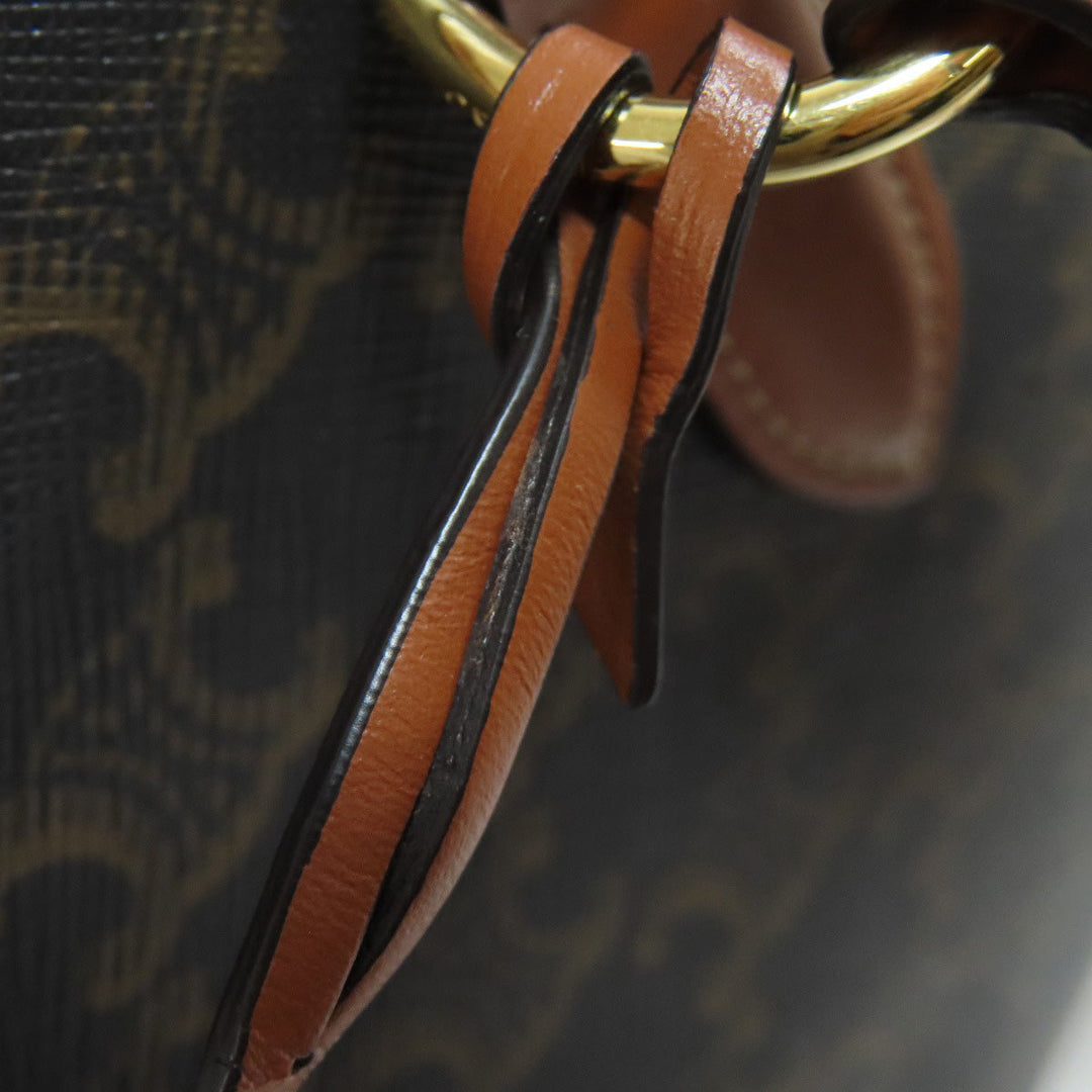 CELINE Tote Bag PVC Brown Triomphe 2WAY Women Used Authentic