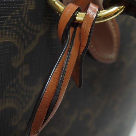 CELINE Tote Bag PVC Brown Triomphe 2WAY Women Used Authentic