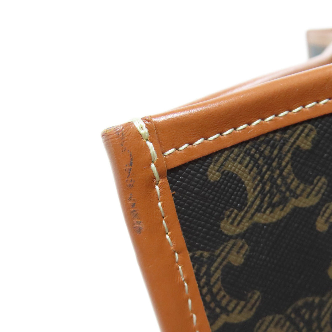 CELINE Tote Bag PVC Brown Triomphe 2WAY Women Used Authentic