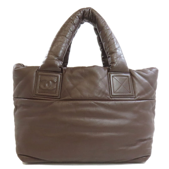 CHANEL Handbag Calfskin Brown Coco Cocoon Tote SilverMetal Women Used Authentic
