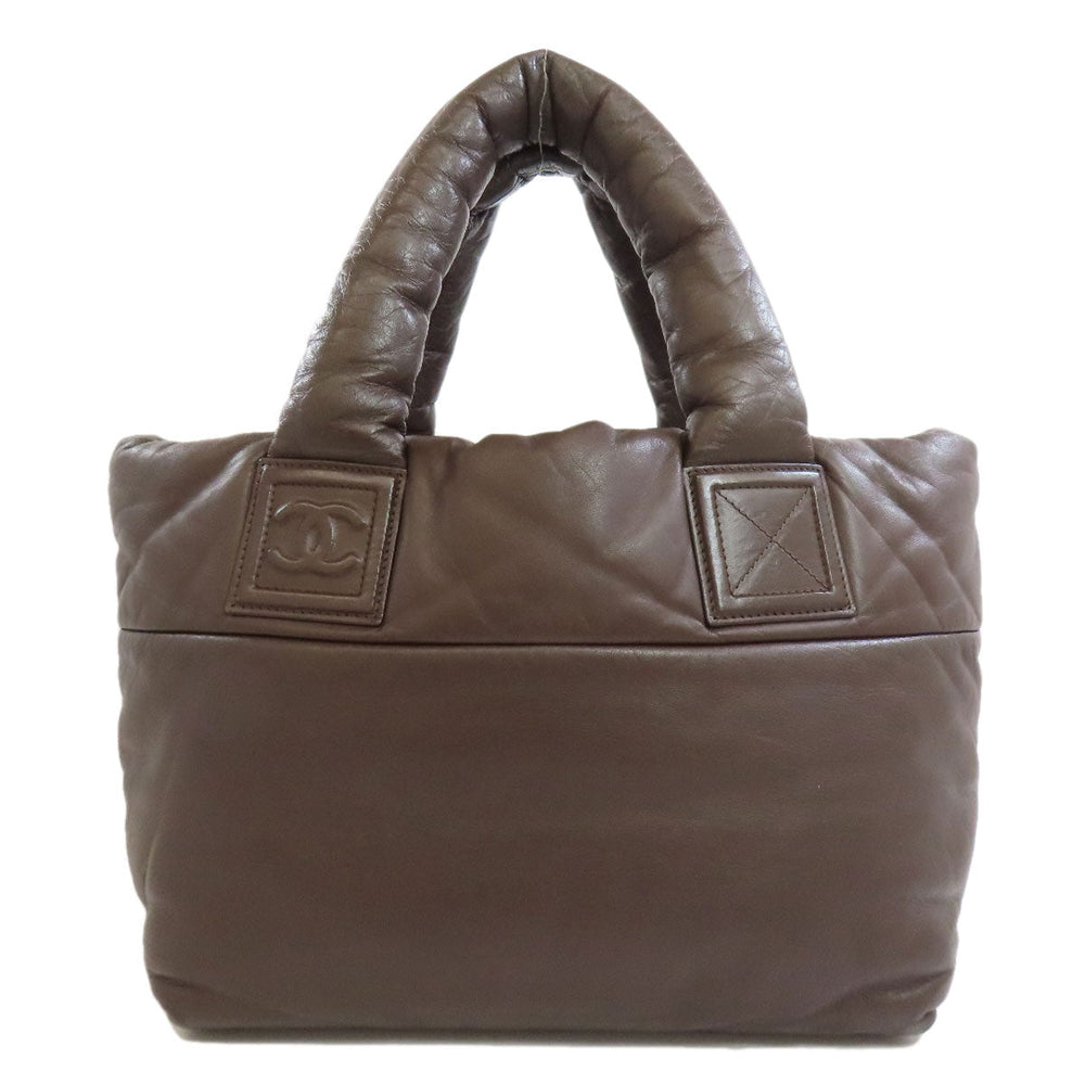 CHANEL Handbag Calfskin Brown Coco Cocoon Tote SilverMetal Women Used Authentic