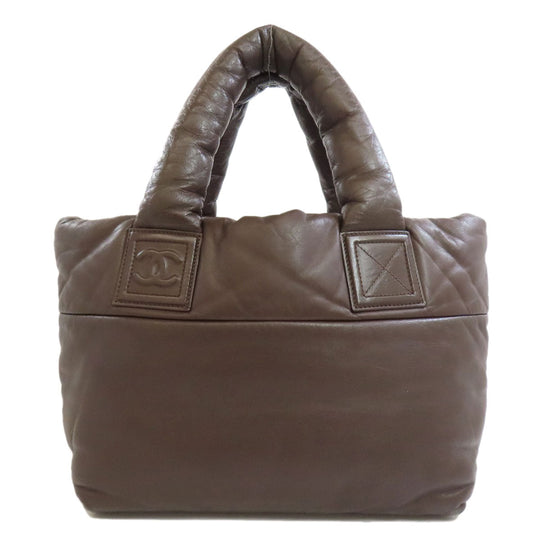 CHANEL Handbag Calfskin Brown Coco Cocoon Tote SilverMetal Women Used Authentic