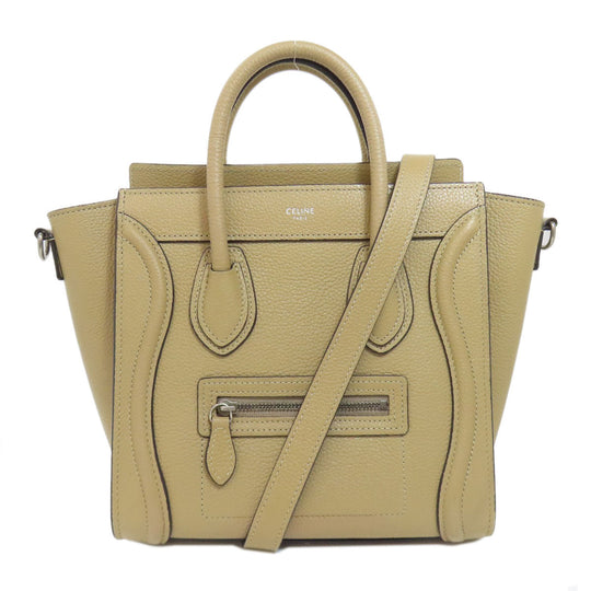 CELINE Handbag Calfskin beige Luggage nano 2 WAY