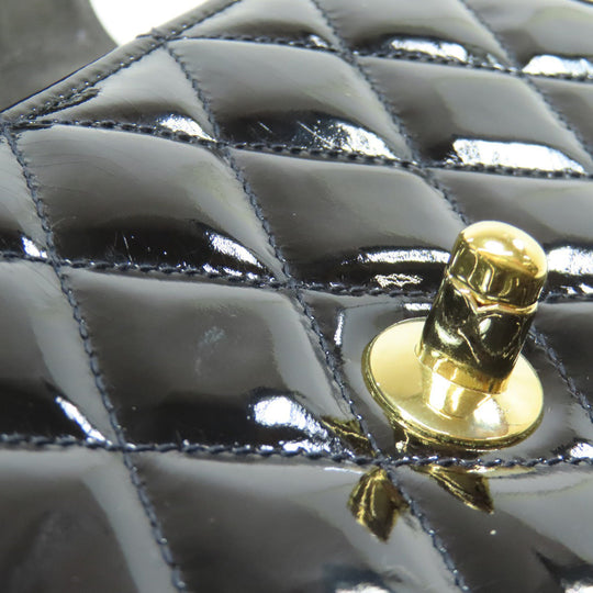 CHANEL Handbag enamel black Matelasse Gold Metal Women Used Authentic