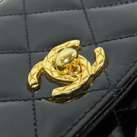 CHANEL Handbag enamel black Matelasse Gold Metal Women Used Authentic