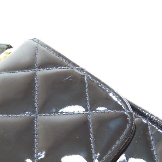 CHANEL Handbag enamel black Matelasse Gold Metal Women Used Authentic