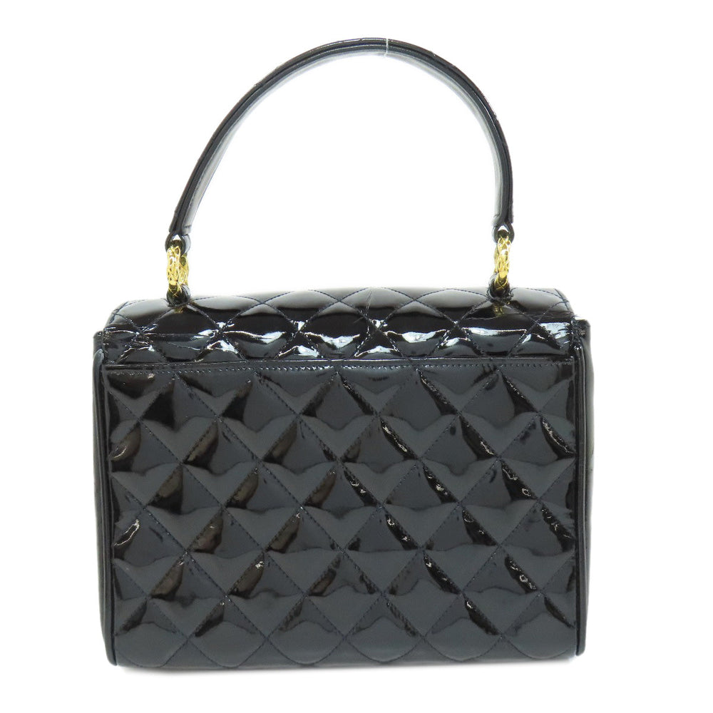 CHANEL Handbag enamel black Matelasse Gold Metal Women Used Authentic