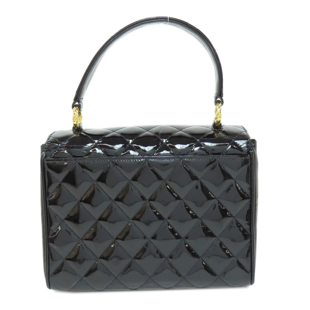 CHANEL Handbag enamel black Matelasse Gold Metal Women Used Authentic