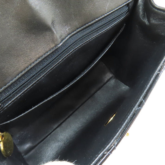 CHANEL Handbag enamel black Matelasse Gold Metal Women Used Authentic