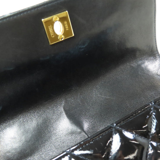 CHANEL Handbag enamel black Matelasse Gold Metal Women Used Authentic