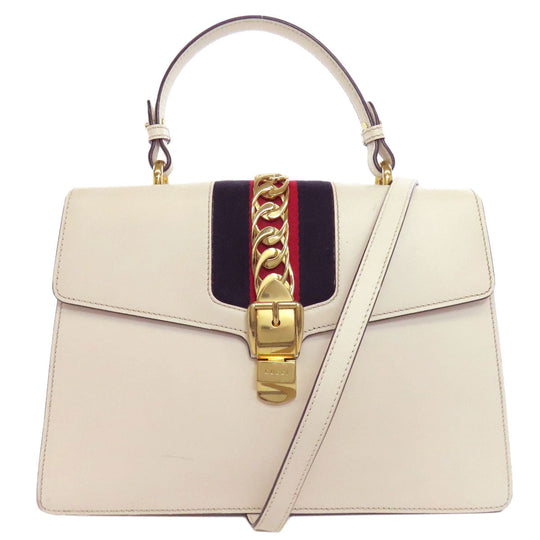 GUCCI Handbag 431665 leather white Sylvie 2WAY